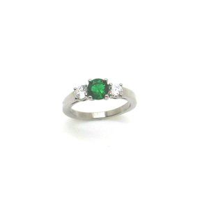 Stainless Steel Green Zirconia Ring